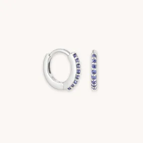 December Birthstone Huggies in Silver with Tanzanite CZ