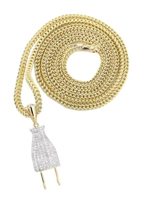 10K Yellow Gold Plug Diamond Necklace  | 0.66 Carats