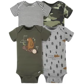 4-Pack Baby Boys Bear Short Sleeve Onesies Bodysuits