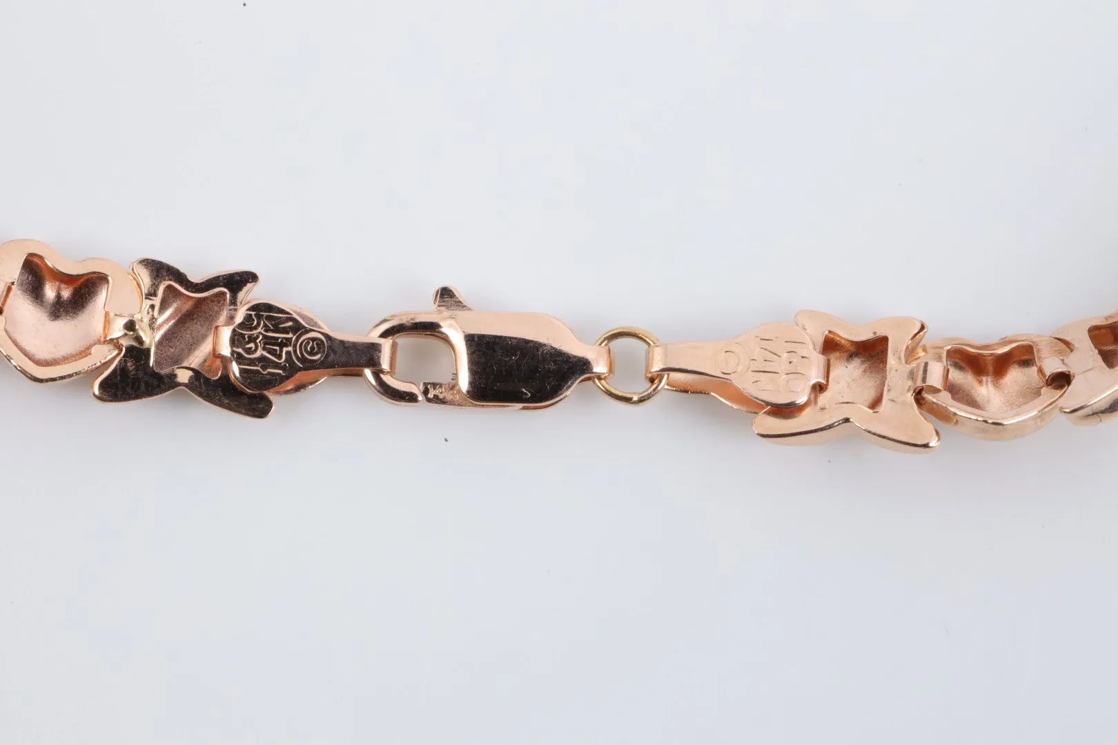 7" 14k Rose Gold "XO" Heart Link Bracelet (4.73g.)