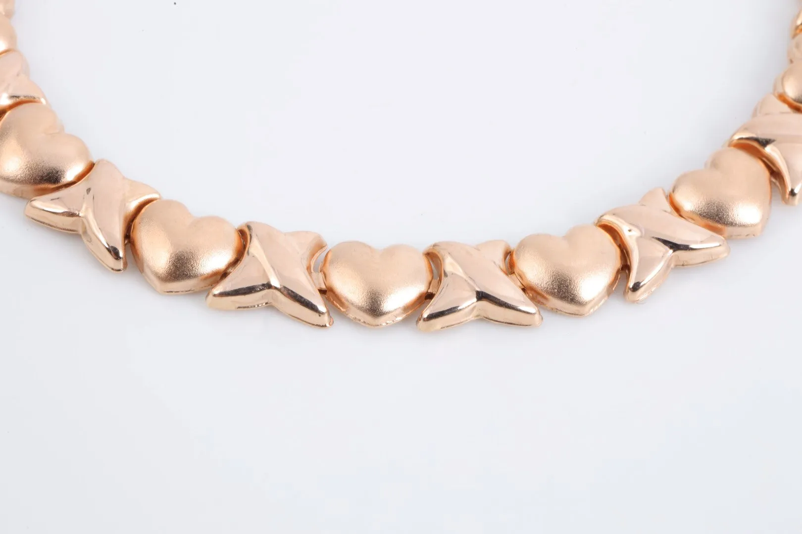 7" 14k Rose Gold "XO" Heart Link Bracelet (4.73g.)