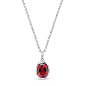 9ct White Gold Garnet Oval Pendant 2ct