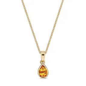 9ct Yellow Gold Citrine Rubover Pear Drop Pendant 0.36ct