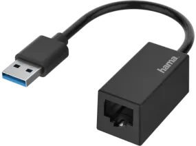 Adaptador - Hama 00200325, De USB a RJ45 Ethernet Gigabit V2, 1 Gbit/s, Negro