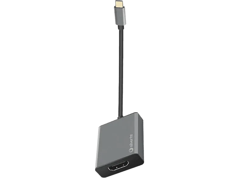 Adaptador - SilverHT Logan, HDMI a USB-C, 4K, 10 cm, Gris