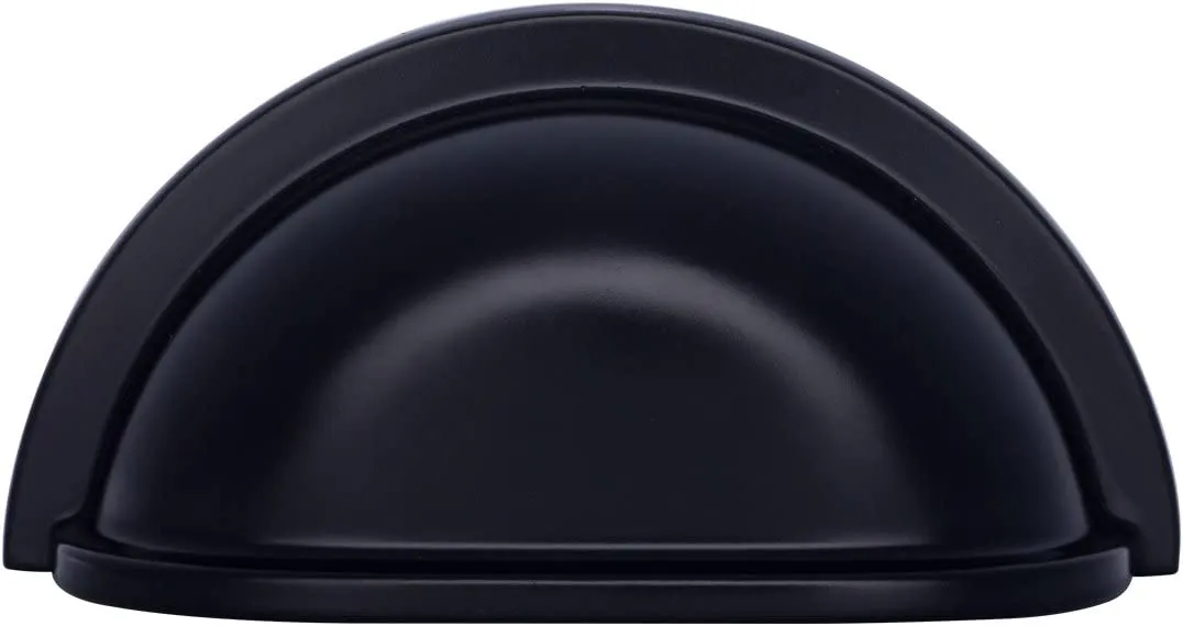 AmazonBasics Traditional Bin Cup Drawer Pull 3.69in Length 3in Hole Center Flat Black 10Pack