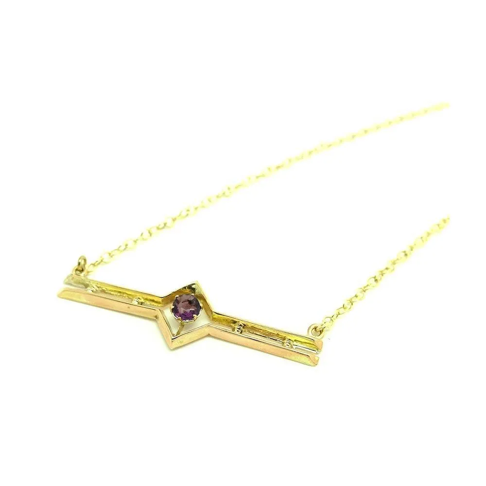 Antique Edwardian Amethyst 9ct Gold Necklace