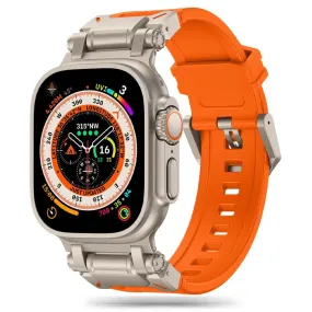 Apple Watch (42 / 44 / SE / 45 / 49mm) Tech-Protect Delta Pro Silikone Rem - Orange / Titanium