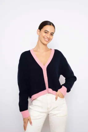 Apres Cardigan- Navy/Pink