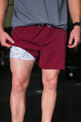 Athletic Shorts-Maroon-Burlebo