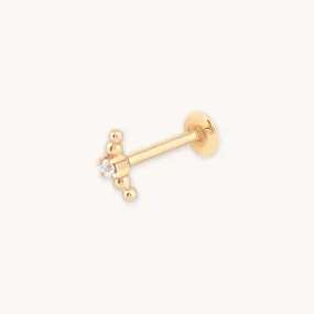 Beaded Curved Piercing Stud in Solid Gold