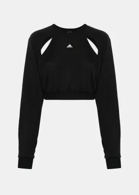 Black Cut-Out Cropped Sweatshirt