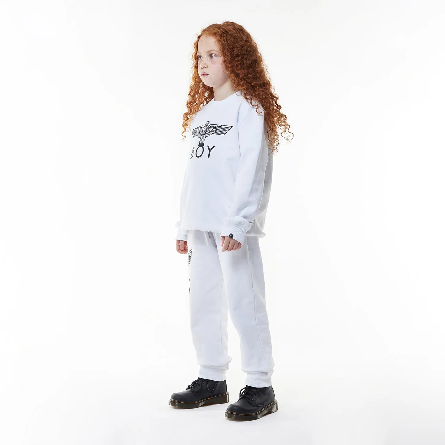 BOY EAGLE KIDS SWEATSHIRT - WHITE / BLACK