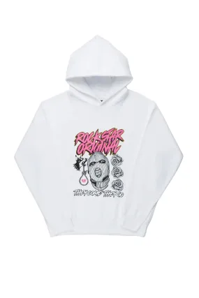 Boys Clava White Graphic Hoodie