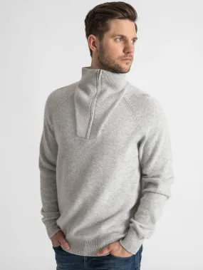 Cashmere sweater men "Frost zip" - light grey