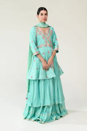 Chanderi Bandhej Suit with Gota Patti, Zardosi, Thread work.