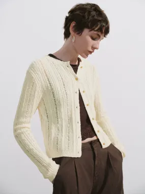 Crew Neck Knitted Cardigan