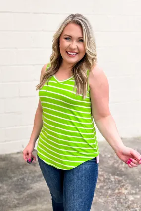 DEAL | Sebastian Stripe Tank, Lime Green