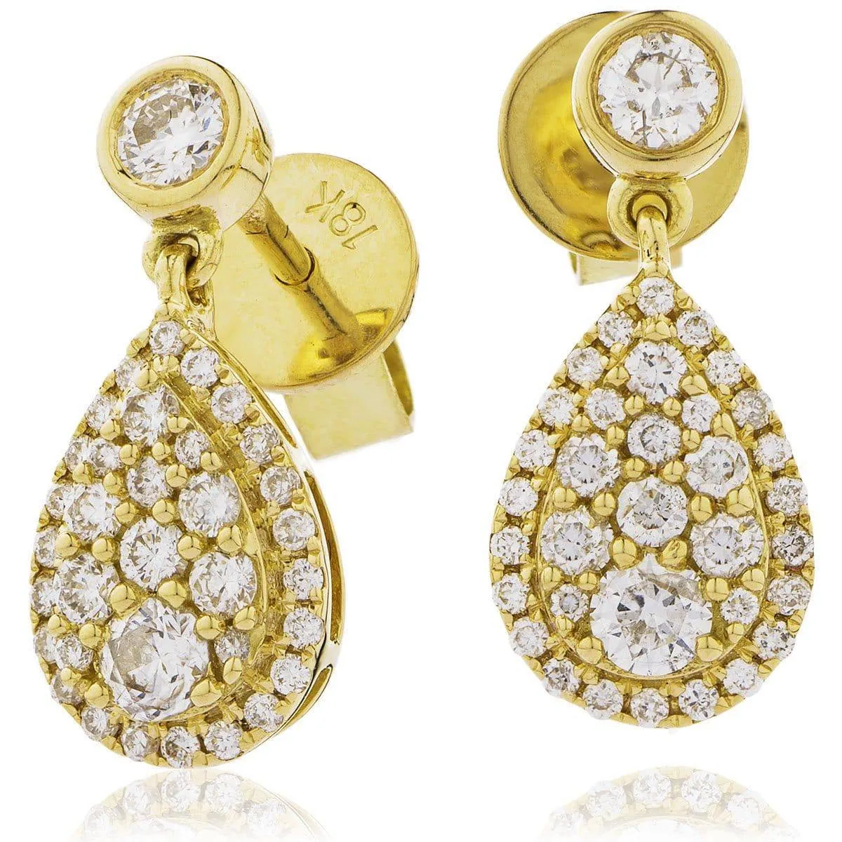 DIAMOND DROP EARRINGS IN 18K YELLOW GOLD