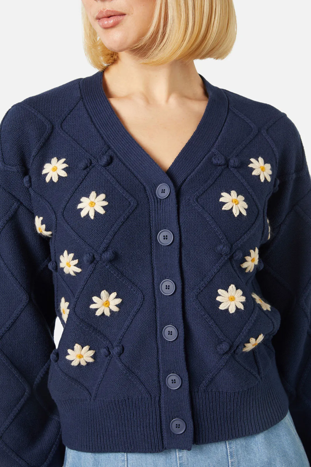 Flannel Flower Embroidered Cardi