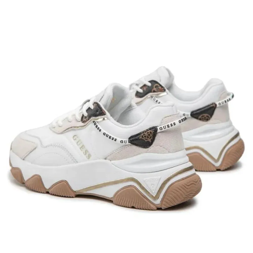 GUESS Micola Mixed Leather Sneakers Women - WHT