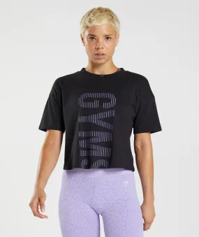 Gymshark 315 Midi T-Shirt - Black/Mercury Purple