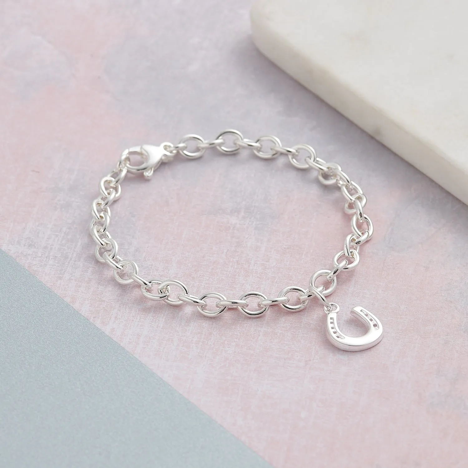 Horse Shoe Silver Charm Bracelet