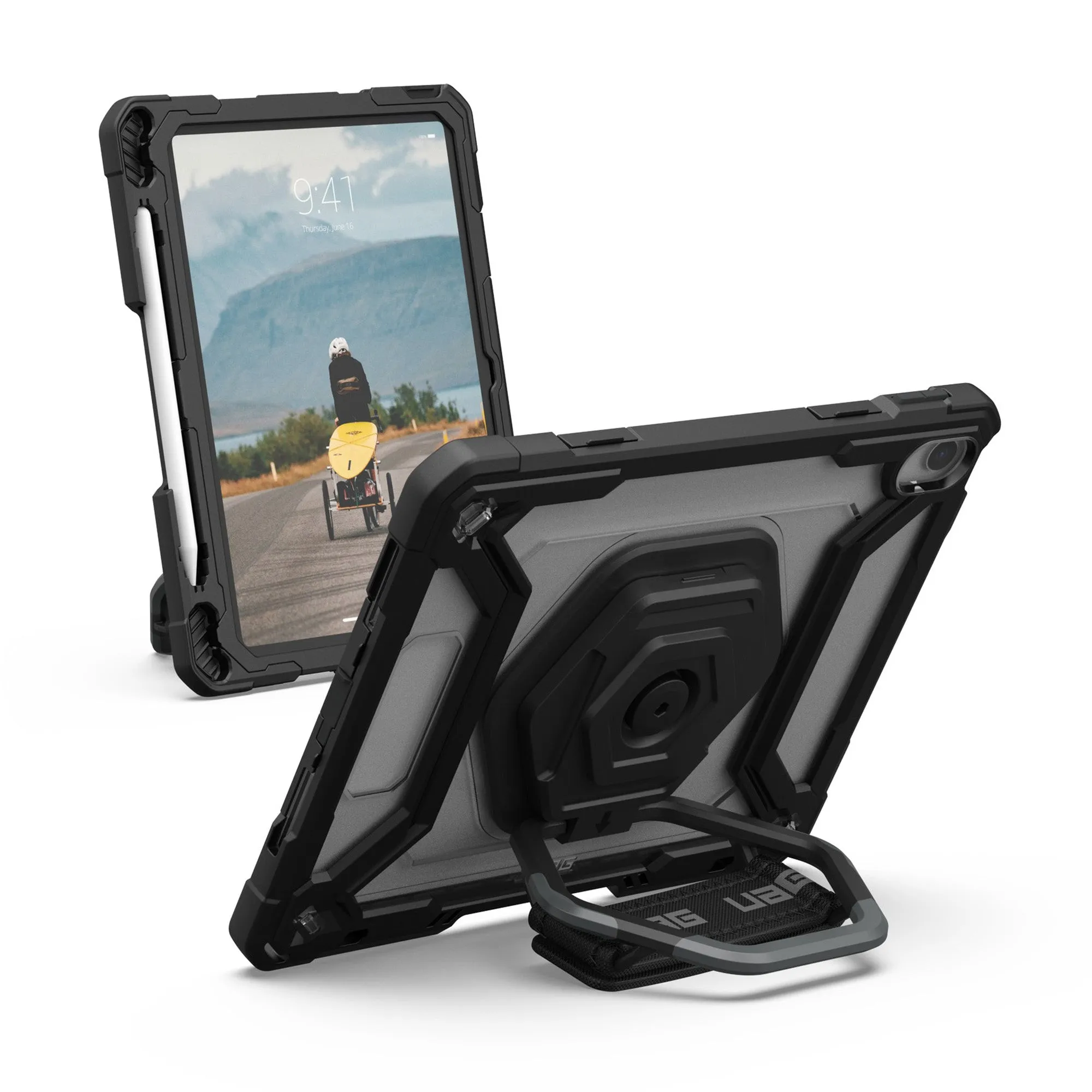 iPad 10.9 2022 UAG Plasma w/Kickstand   HS Case - Ice/Black - 15-12577