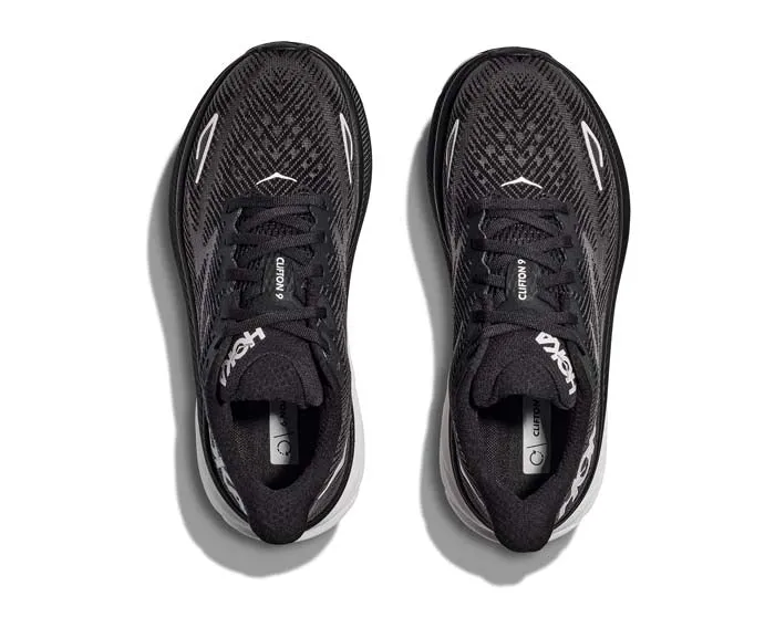 Men's Hoka Clifton 9 Wide in Black/White