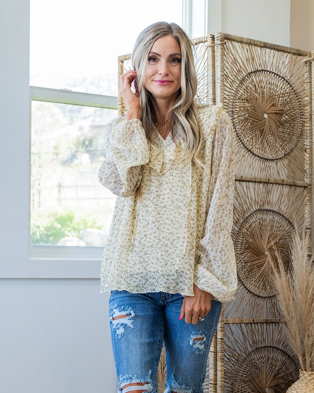 NEW! Peyton Floral Chiffon Ruffle Blouse