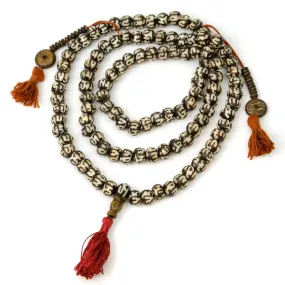 Om Mani Padme Om Batik Cow Bone Mala 10mm