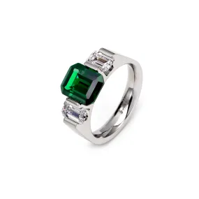 RG208GR B.Tiff 3-Stone 3 ct Green Emerald Cut Engagement Ring