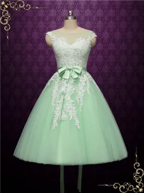 Short Green Tea Length Wedding Dress ROSALIE