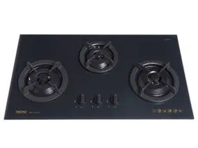 Tecno 3-Burner 90cm Tempered Glass Cooker Hob (T333TGSV), Kettle Black