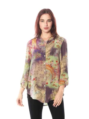 Tianello "Cecilia" Print Washable Silk "Bobbie" Blouse