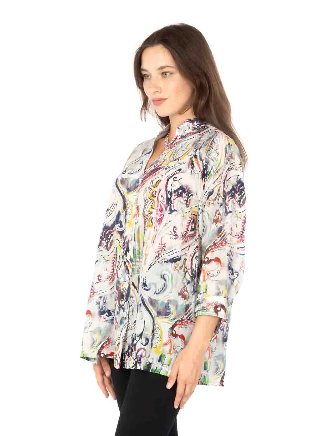 Tianello "Happa" Print Washable Silk "Bobbie" Blouse