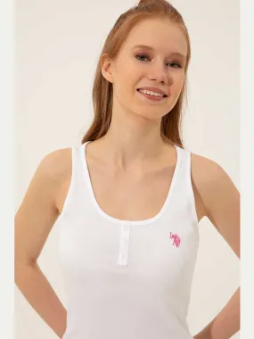 USPA Women T-Shirt Round Neck Sleeveless White VR013 USTSW028