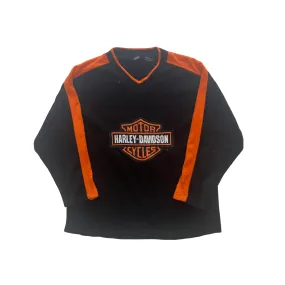 Vintage Black   Orange Harley Davidson Large Logo Fleece Sweatshirt - Small