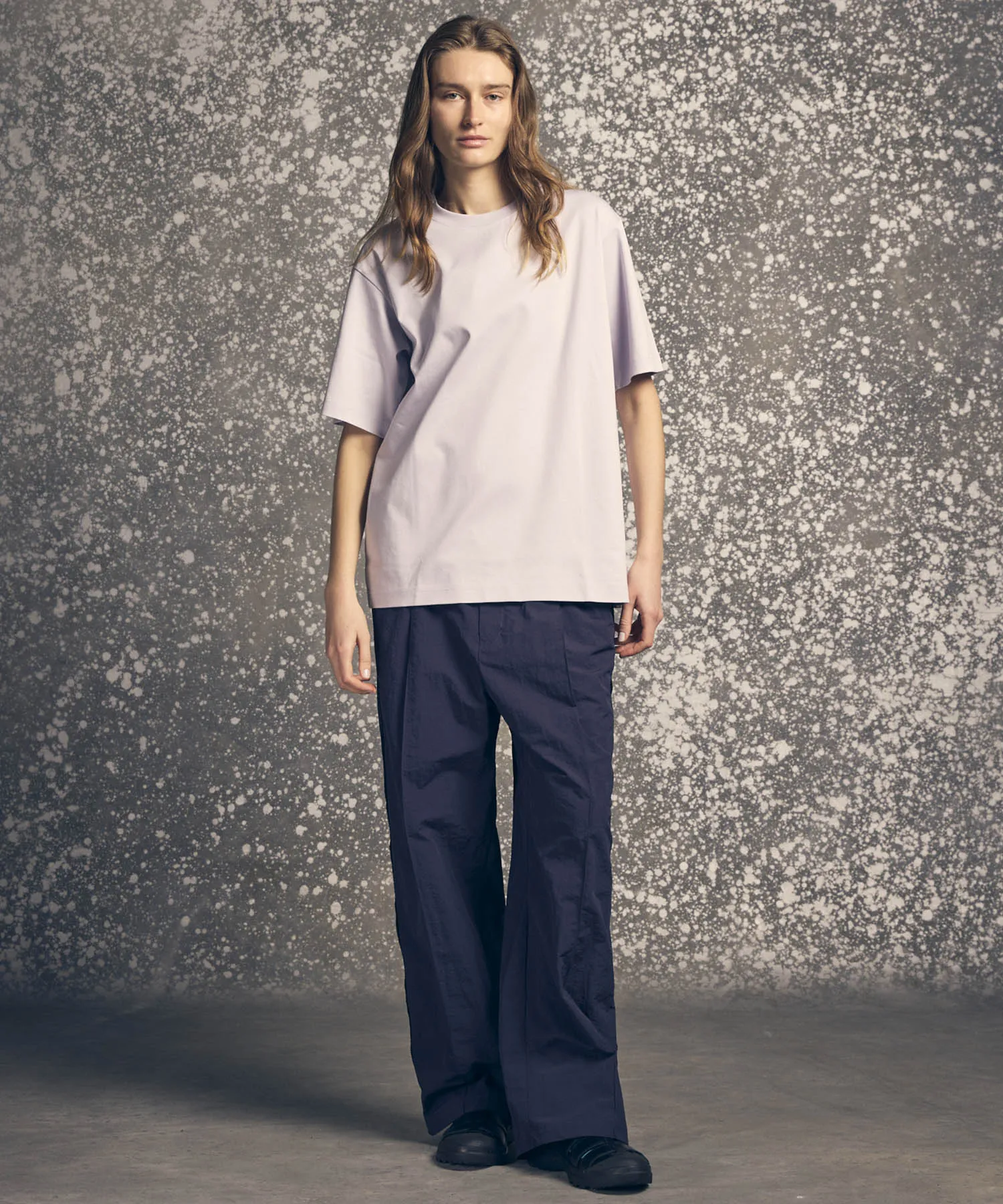 Washed Nylon Crochet Side Line Prime-Wide Easy Pants